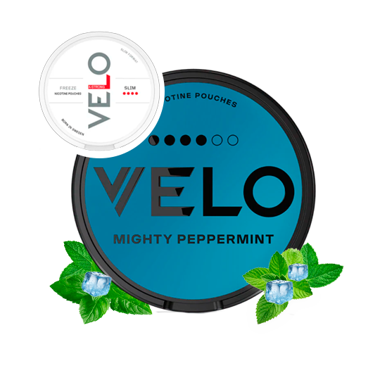 VELO FREEZE HEDDER NU VELO MIGHTY PEPPERMINT, DANMARKS BILLIGSTE FORHANDLER AF NIKOTINPOSER